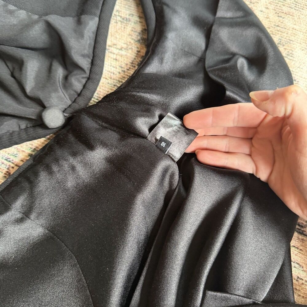 Brandon Maxwell Cut Out Coat Top In Black Size 10 MSRP $2795 Silk Evening Coat - Picture 11 of 15